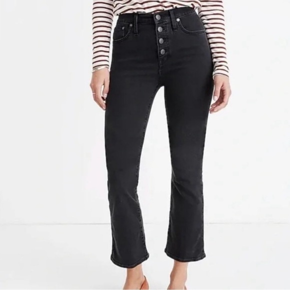 Madewell‎ Cali Demi Boot Jeans sz 26 Button Fly Black - Picture 1 of 9
